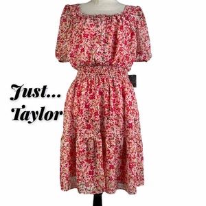 Just..... Taylor Pink Floral Flouncy Mini Dress NWT Size 4